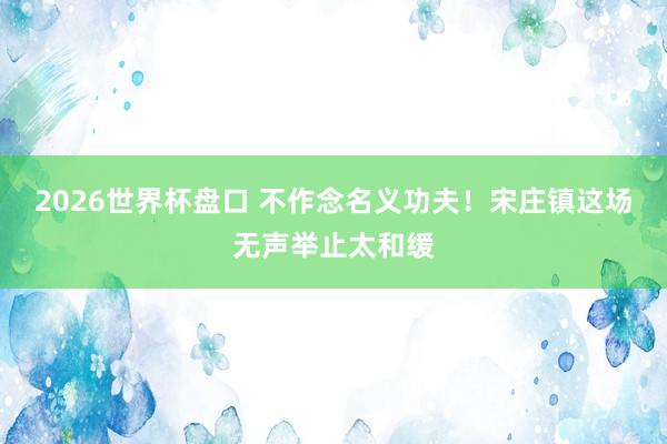 2026世界杯盘口 不作念名义功夫！宋庄镇这场无声举止太和缓