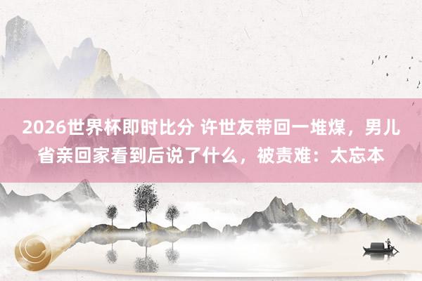 2026世界杯即时比分 许世友带回一堆煤，男儿省亲回家看到后说了什么，被责难：太忘本