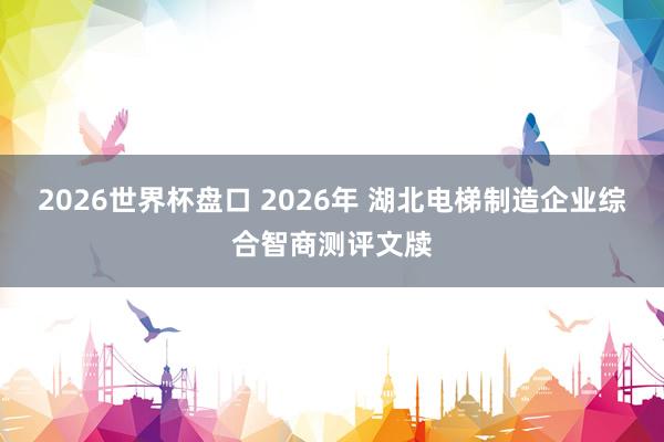 2026世界杯盘口 2026年 湖北电梯制造企业综合智商测评文牍