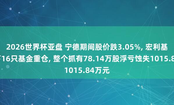 2026世界杯亚盘 宁德期间股价跌3.05%, 宏利基金旗下16只基金重仓, 整个抓有78.14万股浮亏蚀失1015.84万元