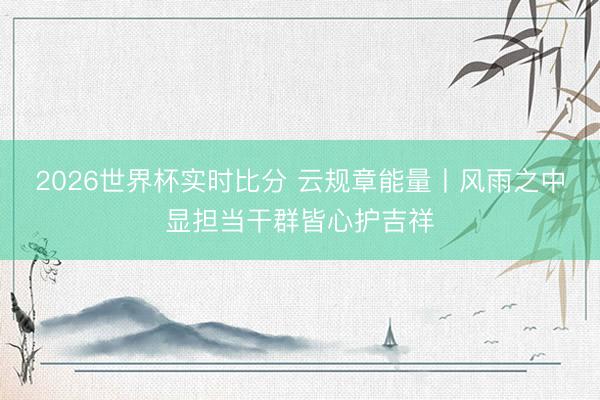 2026世界杯实时比分 云规章能量丨风雨之中显担当干群皆心护吉祥