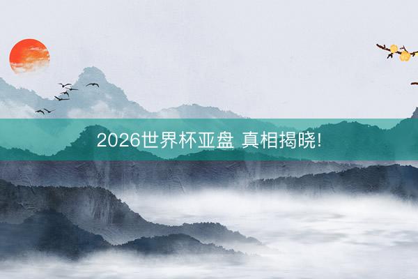 2026世界杯亚盘 真相揭晓!