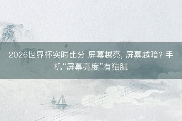 2026世界杯实时比分 屏幕越亮， 屏幕越暗? 手机“屏幕亮度”有猫腻