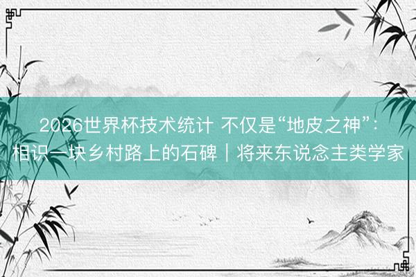 2026世界杯技术统计 不仅是“地皮之神”：相识一块乡村路上的石碑｜将来东说念主类学家
